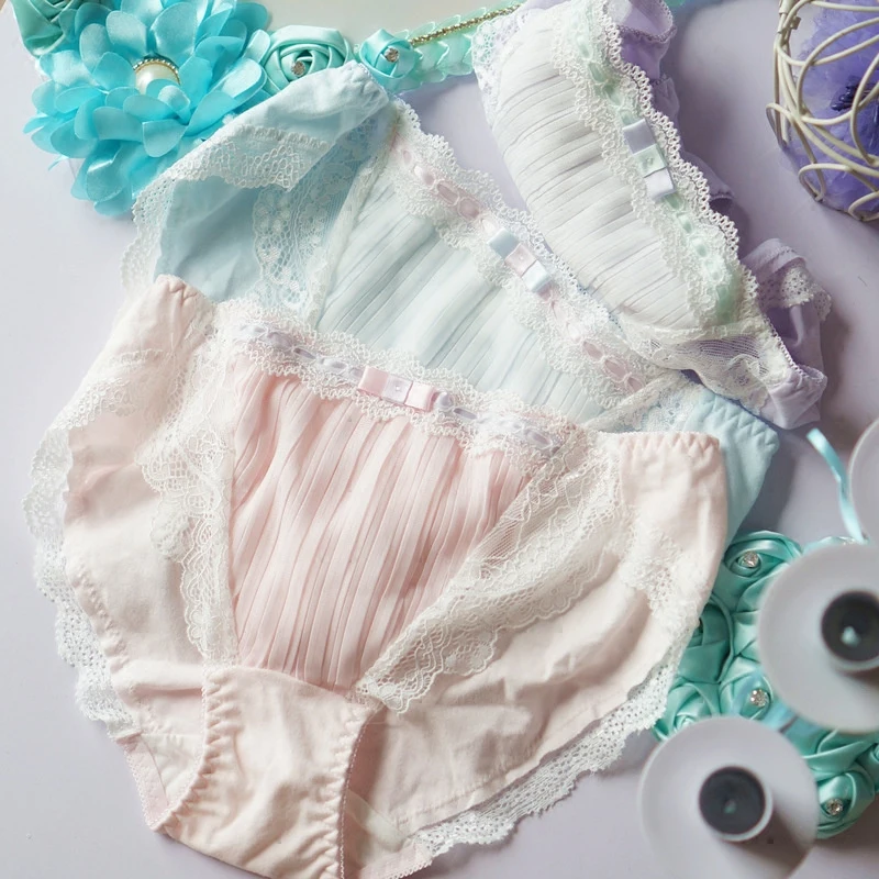 Princess sweet lolita underwear Japanese Chiffon pleated lace Low waist