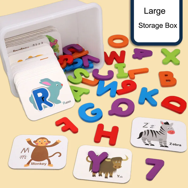 

English Matching 3D Alphanumeric Card Set Double-sided Stereoscopic Cognitive Educational Jigsaw Puzzle kid Baby learningToys