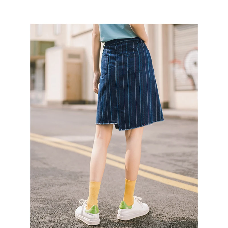 INMAN, лето, Новое поступление, художественная Полосатая Вышивка, необычная трапециевидная минимализм, тонкая женская короткая юбка