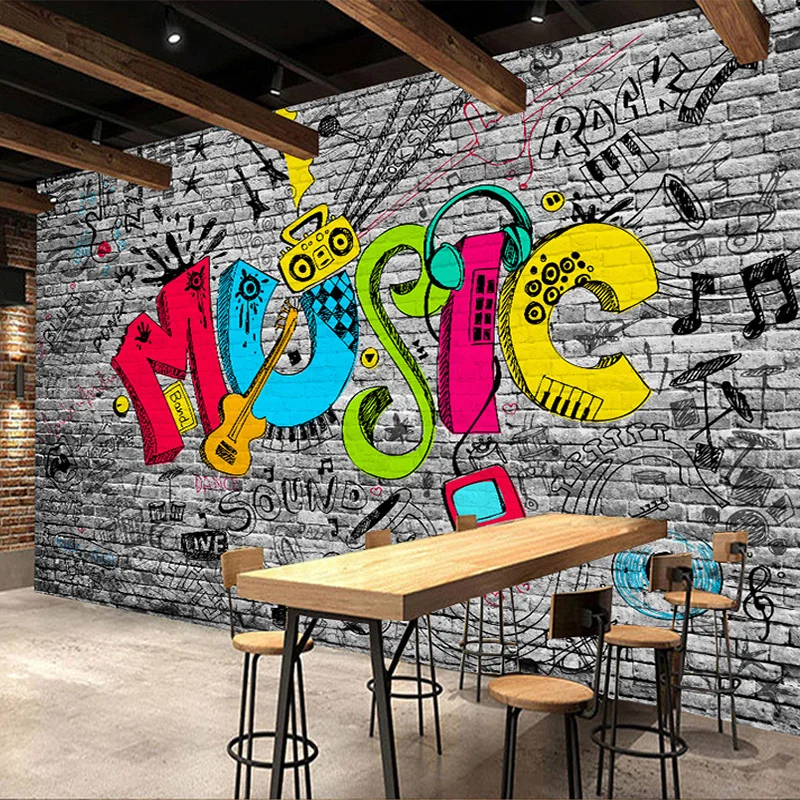 Custom 3d Photo Wallpaper Waterproof Self Adhesive Mural Ktv Bar Restaurant Creative Music Graffiti Art Wall Painting Livingroom Wallpapers Aliexpress