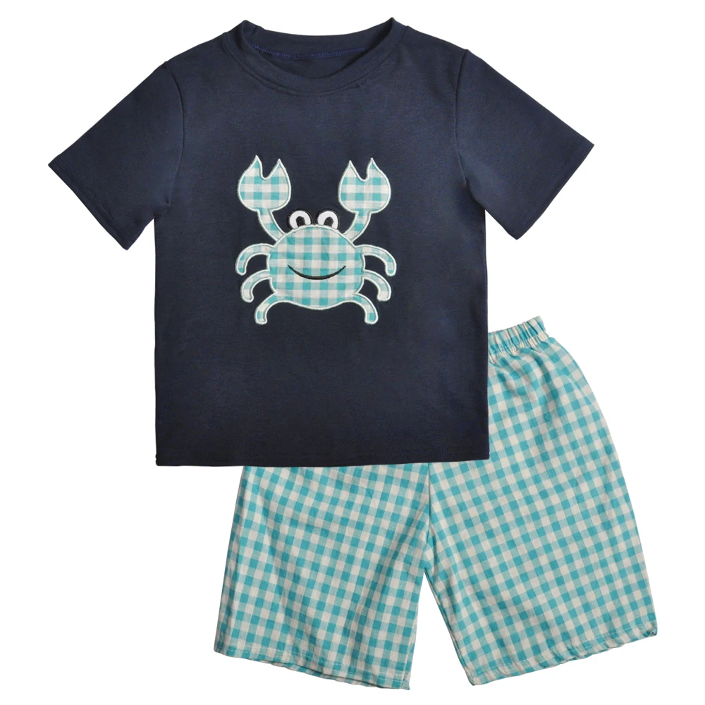 

boys clothes toddler boy clothes Lobster Pattern Short Sleeve T-shirt with Pants Boutique Summer Boy Kids Outfits 2BK903-188