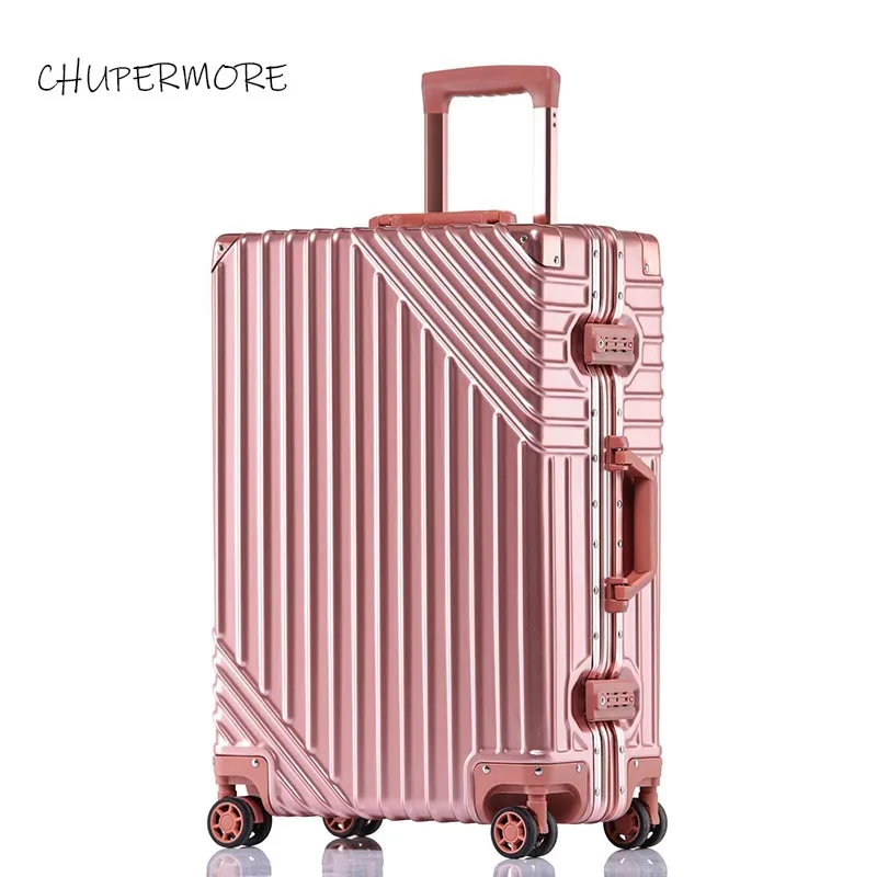 rose gold Алюминий рама высокого качества сумки на колёсиках Роскошные брендовые дорожные сумки мужские чемодан в деловом стиле колеса - Цвет: rose gold