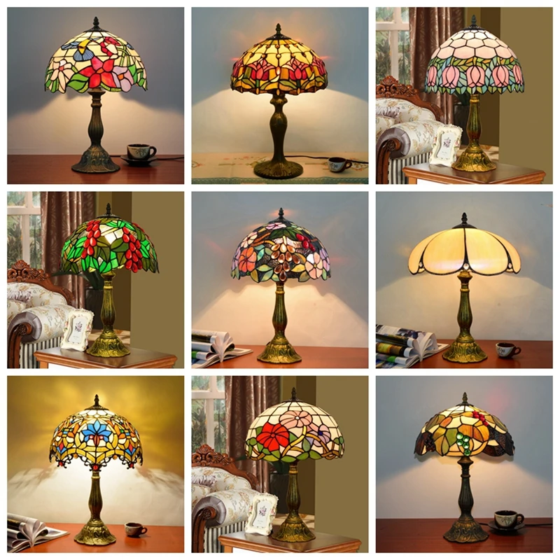  Turkish Table Lamp Tiffany Stained Glass with Dragonflys Vintage Desk Lamp Bedroom Mediterranean Re