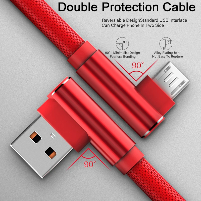 90 градусов локоть мобильного телефона Micro USB кабель 3 м данных зарядное устройство кабели для iPhone 8 быстрой зарядки Тип C шнур для huawei Xiaomi mi9