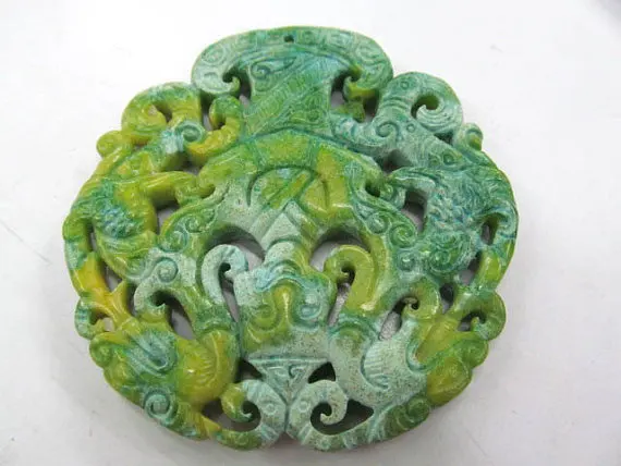 free ship--70mm(2.8inch) Ancient Jade Pendant handmade Rare Animals assortment Focal Green Red Blue Black beads--double carved | Украшения