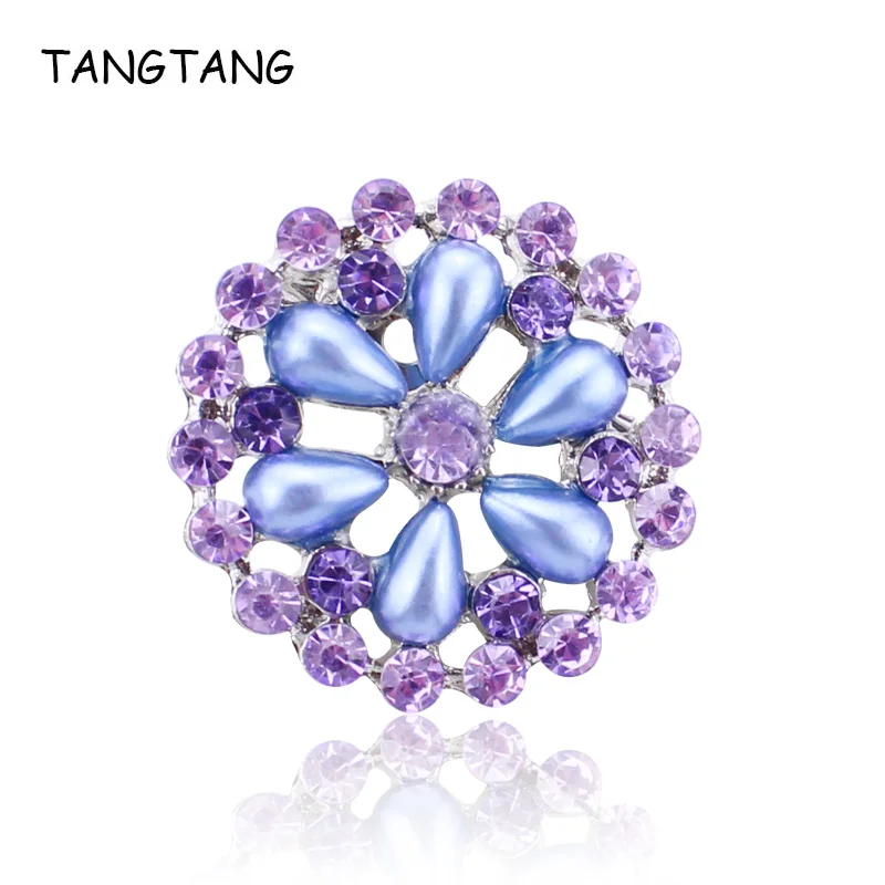 

Deep Blue Simulated Pearl Petal Brooch With Light Purple China A Rhinestone Small Jewelry Pin For Girls' Gift, Item No.: BH8316