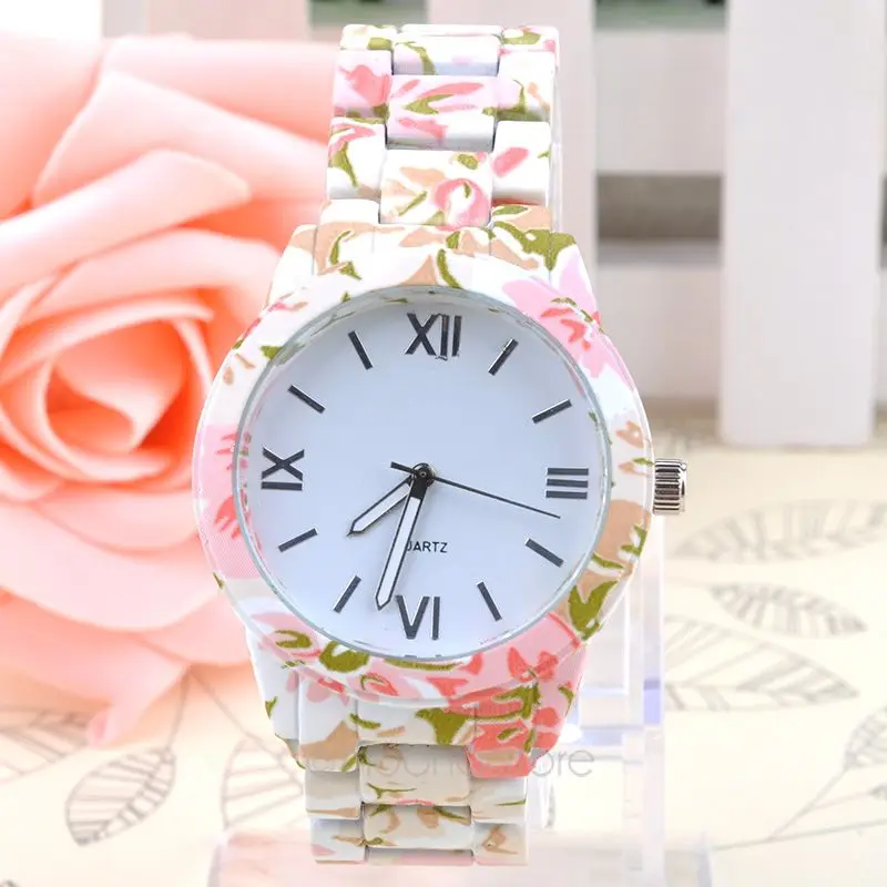 

Fashion quartz watch clock Flower Style Wrist Watch Artificial Ceramic Casual Watch relogio feminino