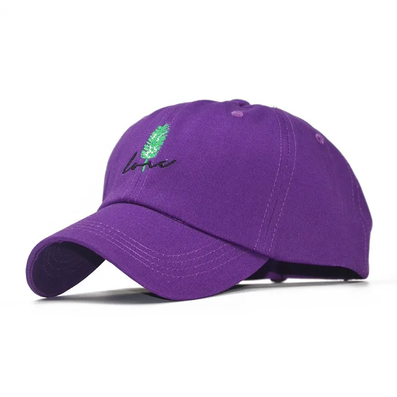 Summer Fashion Feather embroidery Cotton baseball cap Women's Caps