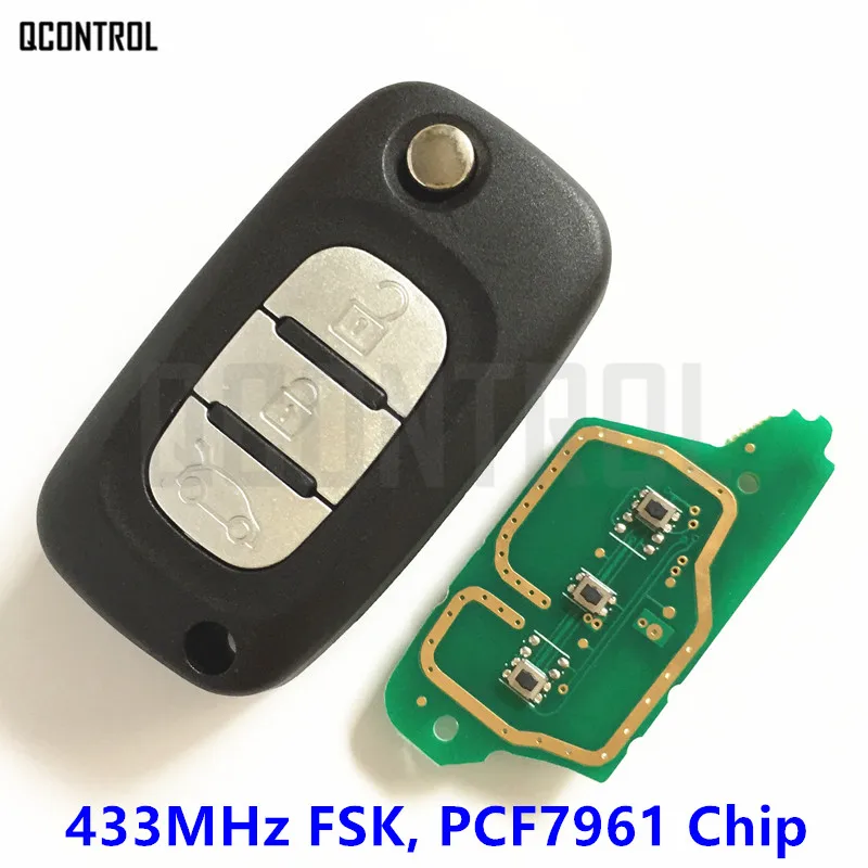 

QCONTROL Car Remote Key suit for Renault Megane III 3 / Scenic III 3 / Fluence 2009-2015 433MHz with PCF7961 ID46 Hitag2 Chip