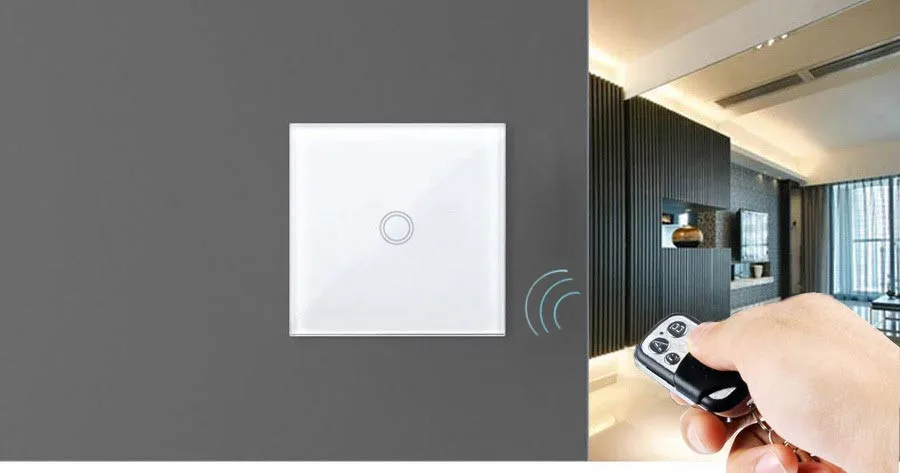 EUUK-RF433 Touch Switch-Remote Control Wall Light Switch-3 Gang 1 Way With-Cystal Glass Touch Panel Waterproof-4