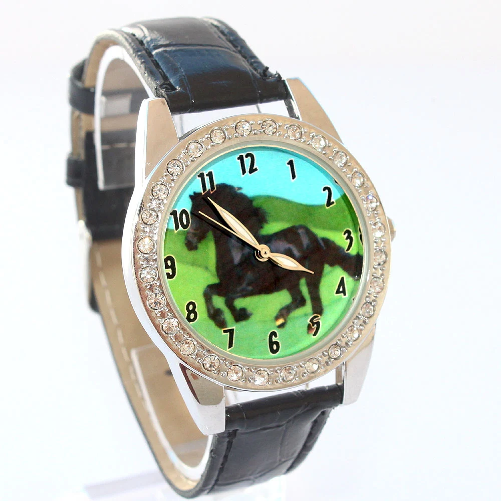 Наручные часы лошадь для мужчин и женское платье Мода кожаный ремешок из джинсовой ткани наручные часы кварцевые наручные часы личности повседневное Relogio