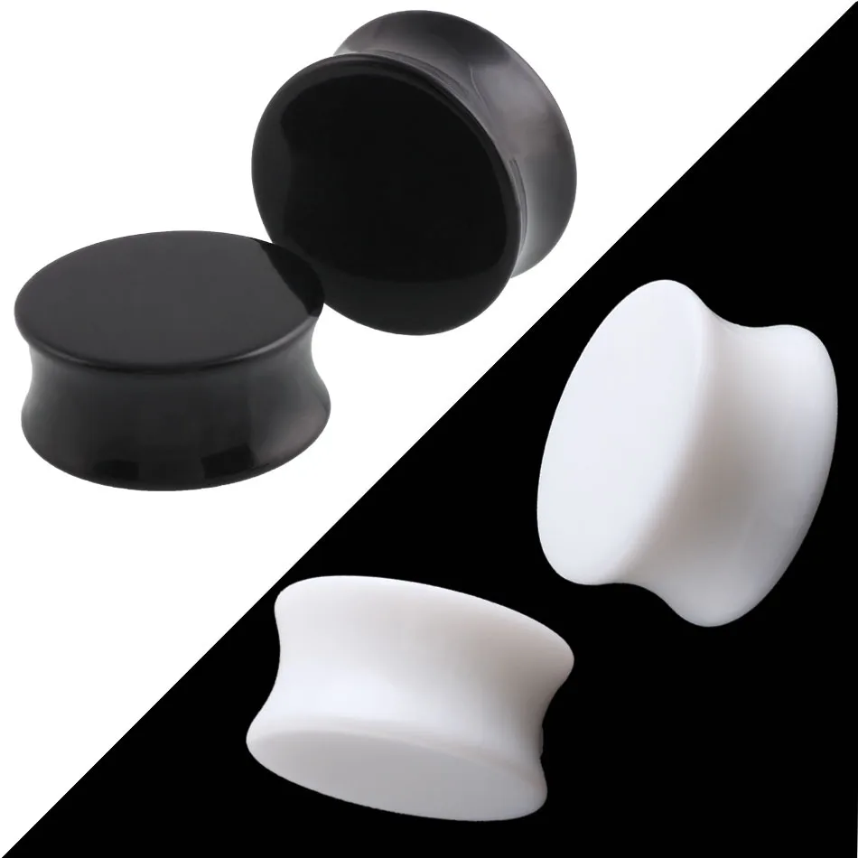 

1Pc White&Black Acrylic Ear Tunnel Plug Simple Styles Ear Gauges Piercing Double Curved Saddle Expander Stretcher Body Jewelry