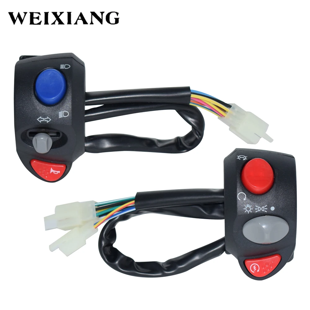 7/8 "รถจักรยานยนต์จับบาร์ซ้ายขวาสวิทช์ฮอร์นเลี้ยวสัญญาณไฟหน้าหมอกไฟฟ้า
