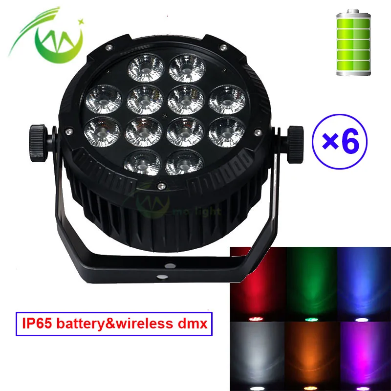 

Waterproof IP65 Par Wireless DMX Uplight Battery LED Par Can 12leds 18W RGBAW UV 6in1 DJ Uplights Outdoor Par Can for Weddings