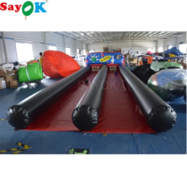 US $1385.00 Sayok Double Lanes 10x3M Inflatable Bowling Lanes Set Game Interactive Bowling Alley Outdoor Sports