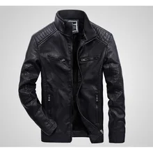 Осень Зима Новая Кожаная куртка модный мужской воротник-стойка пальто из ПУ Байкерская теплая брендовая новая одежда