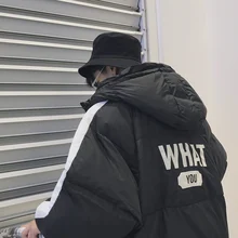 New 2017 Winter Warm Man Trend Hat Letter Pattren Cotton-padded Clothes Male Thickening Jacket Casaco Masculino Tideway Parka