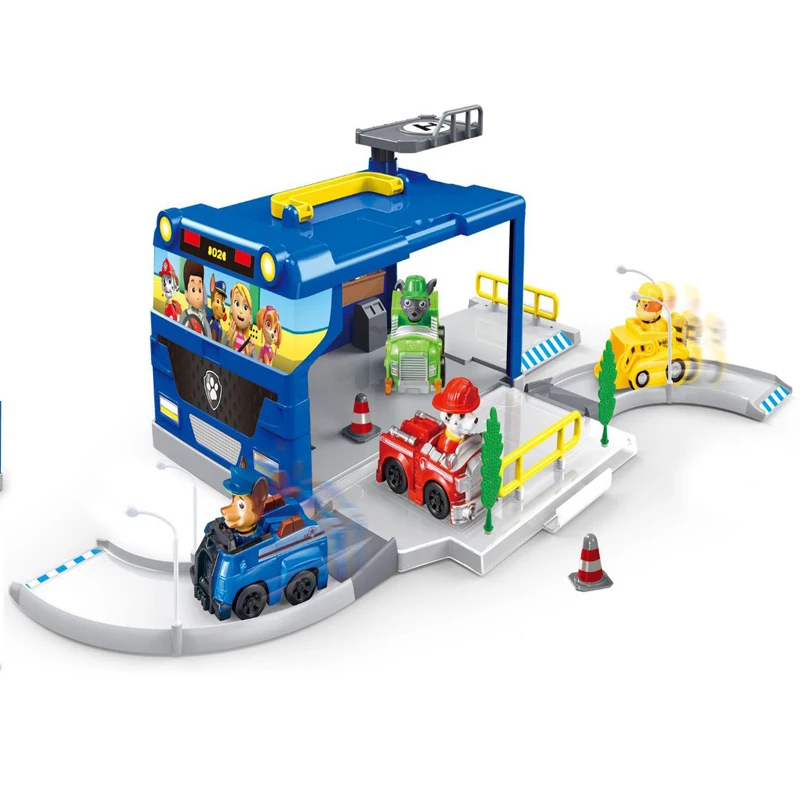 

Paw Patrol Dog Playset Portable Assembling Parking Lot Cartoon Anime Plastic Toy Action Figures Model Children Toys Gifts 2A51