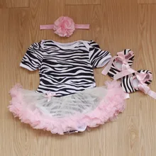 Детские комбинезоны, комплект детской одежды из 3 предметов, розовое платье-пачка с принтом зебры для маленьких девочек, костюм-комбинезон, повязка на голову