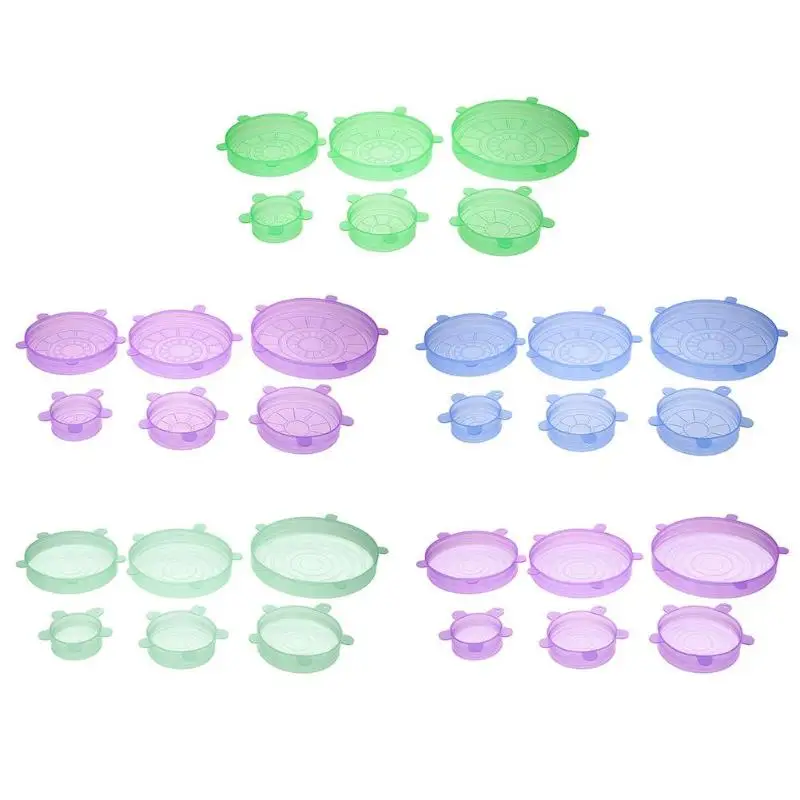 Buy 6pcs Silicon Stretch Lids Universal Silicone Food
