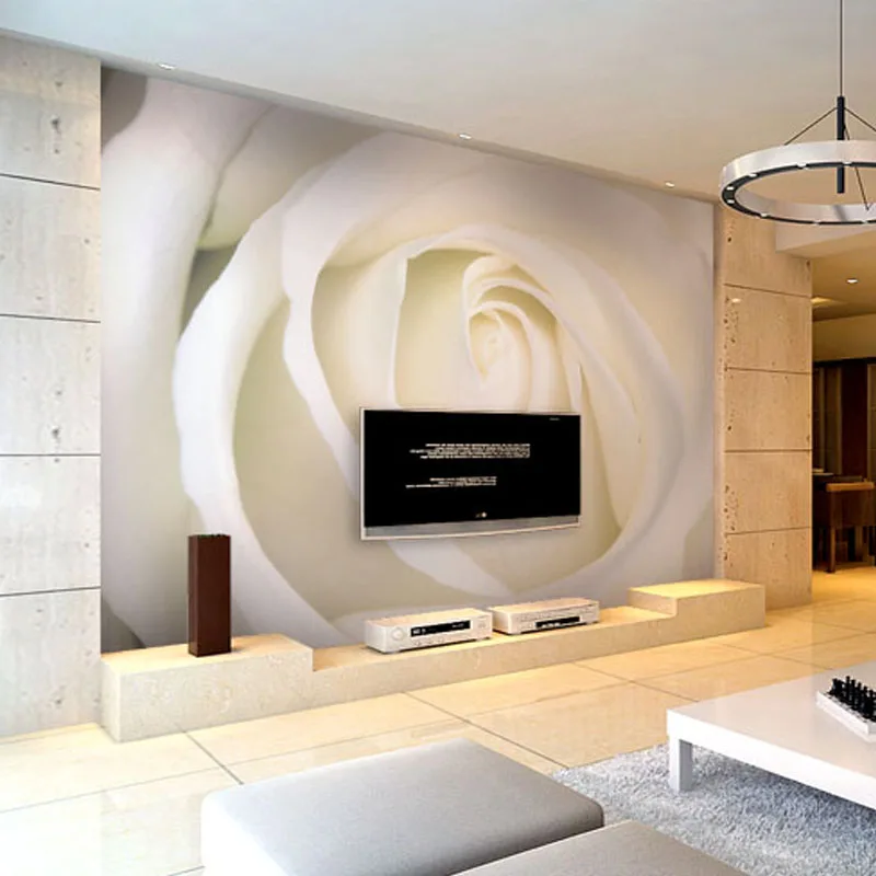 Custom-Photo-Mural-Modern-Minimalist-3D-White-Rose-Non-woven-Wallpaper-For-Living-Room-Sofa-Background