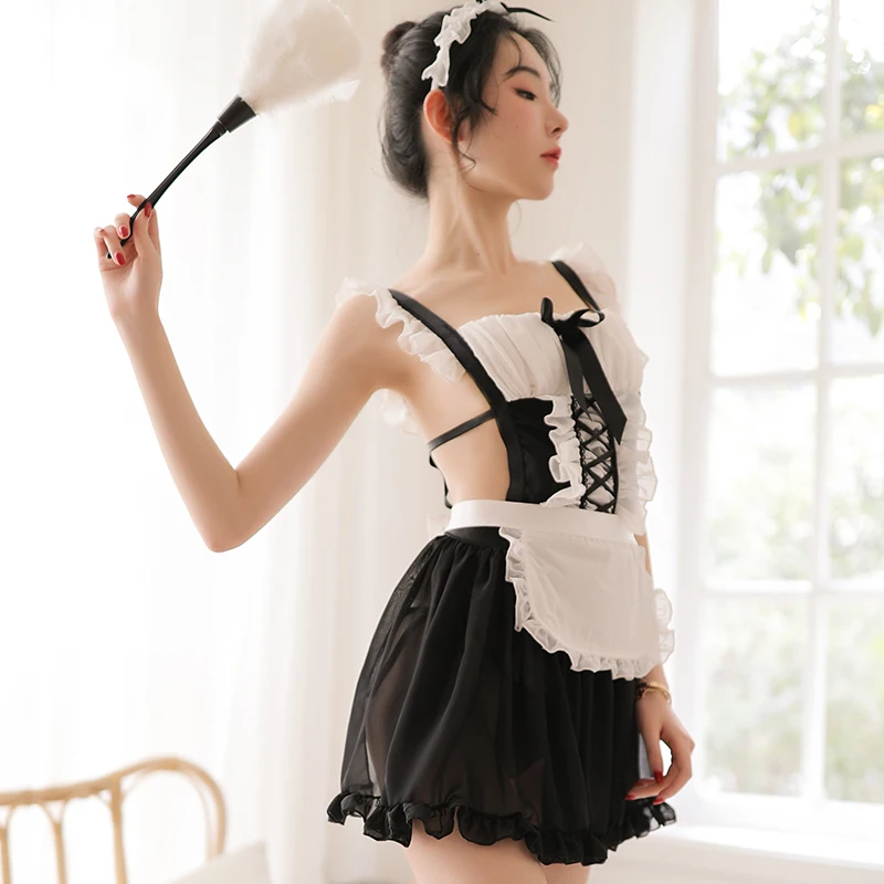 

Cute Maidservant Sexy Uniforms Underwear Cosplay French Apron Maid Servant Lolita Costume Babydoll Dress Erotic Lingerie
