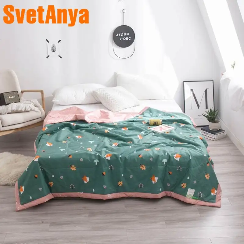 

Svetanya Fox Pattern thin Quilt Cotton Throws Blanket