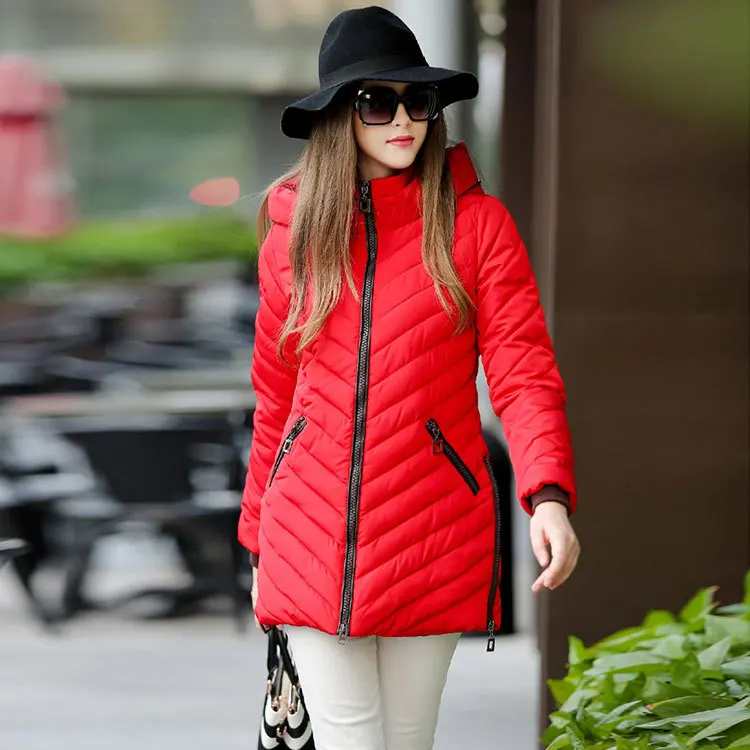 

2016 autumn collects new European and American cotton slim thick warm long hooded parkas ladies fashion clothing wholesale