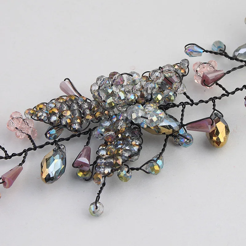 Cross - border hot seller small leaf bride hair band jelly color crystal bride headband European and American headwear hair acce Cross - border hot seller small leaf bride hair band jelly color crystal bride headband European and American headwear hair acce
