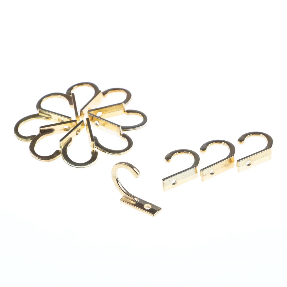 10PCS Wooden Small Antique Hooks Wall Hanger Curved Buckle Horn Lock Clasp Hook For Jewelry Box