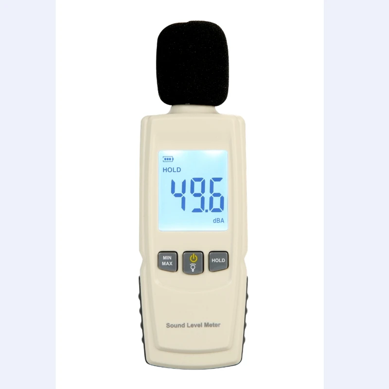 

Digital Sound Level Meter Noise Tester 30-130dB In Decibels LCD Screen With Backlight Accuracy Up to 1.5dB Min Max Lock Data