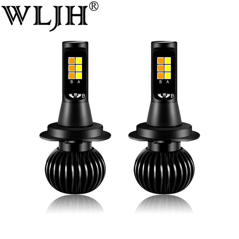 

WLJH H7 LED Fog Light Bulb DRL Dual Color Fog Lamp All-in-One Conversion Kit 3000K Amber Yellow 6000K White 2Years Warranty 2pcs