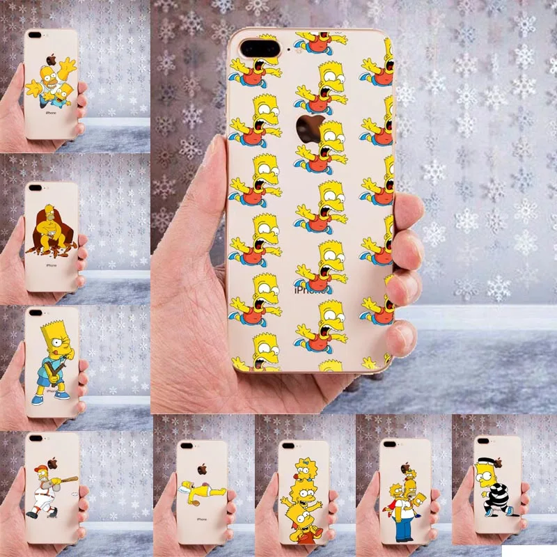 Мягкий чехол LISHE The Simpson из ТПУ для iPhone 11, 11Pro, 5, 5S, SE, 6, XS, Max, 7, 8 Plus, XR, забавный, прозрачный, высококачественный чехол