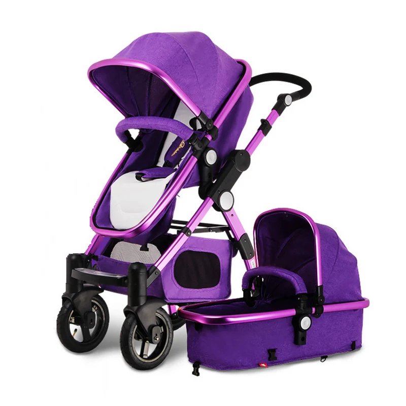 EUBaby коляска 3 в 1 с автомобильным сиденьем для новорожденного высокий вид