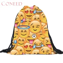 Coneed Очаровательный приятно Best подарок новый унисекс emoji Рюкзаки S 3D печать сумки шнурок Рюкзаки Прямая поставка sep4 r30