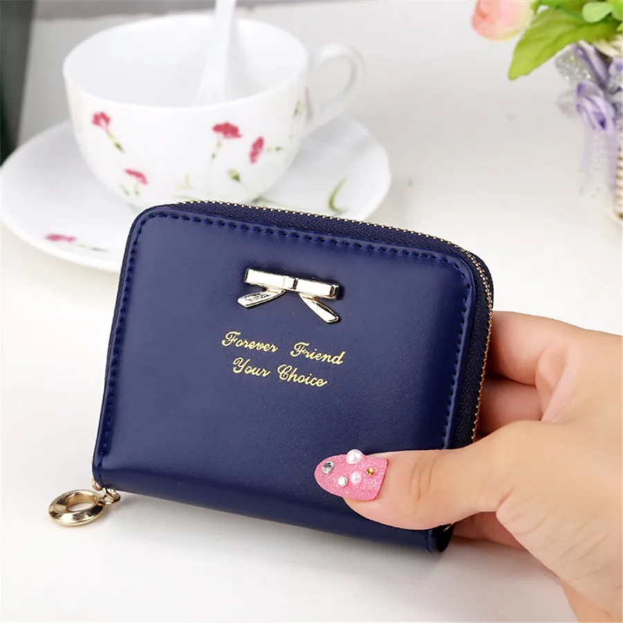 

2018 High quality Brand Wallet Women Bowknot Small Purse PU Artificial Leather Wallet Female Zipper Coin Purse Wallet #5