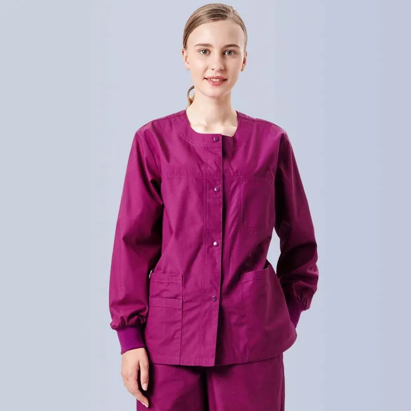 Plus Size Medical Jacket Scrubs Uniform Women Warm Up Bonded Med Tech