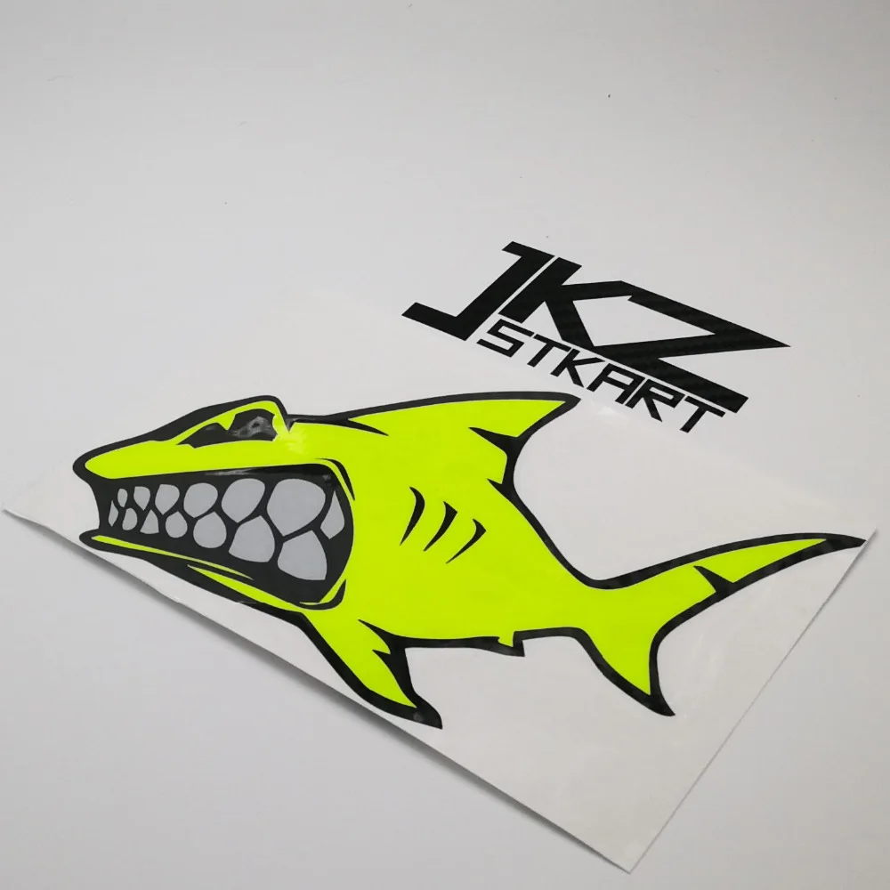 Car Sticker Cartoon Neon Yellow Shark Smile ii Die Cut Vinyl Multilayer Decal
