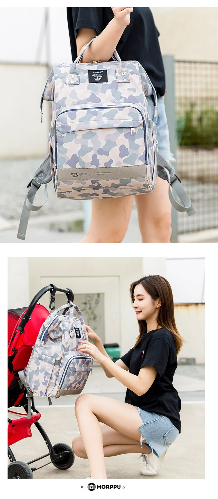 QinDu Mommy сумка для подгузников большая емкость детские сумки для подгузников дизайнерская сумка для кормления модный рюкзак для путешествий для ухода за ребенком Bebek сумка для мамы