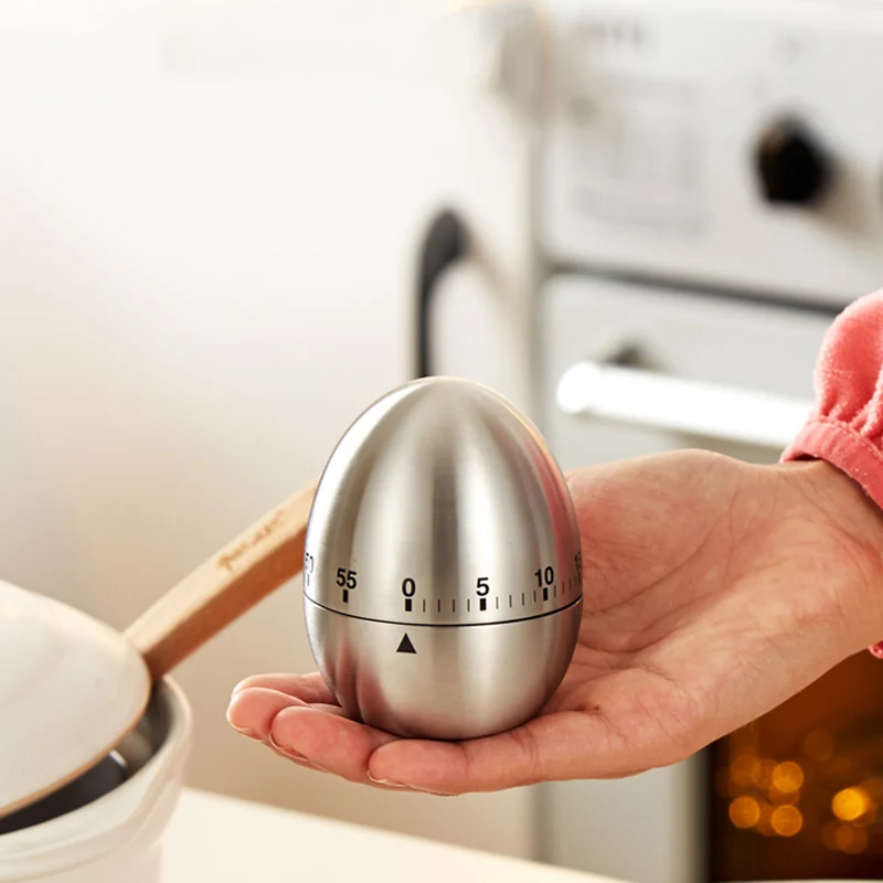 

Newly Timer Mechanical Cute egg tomato Kitchen Cooking Timer Alarm 55 Minutes 360 Degree Stainless Steel Not fall