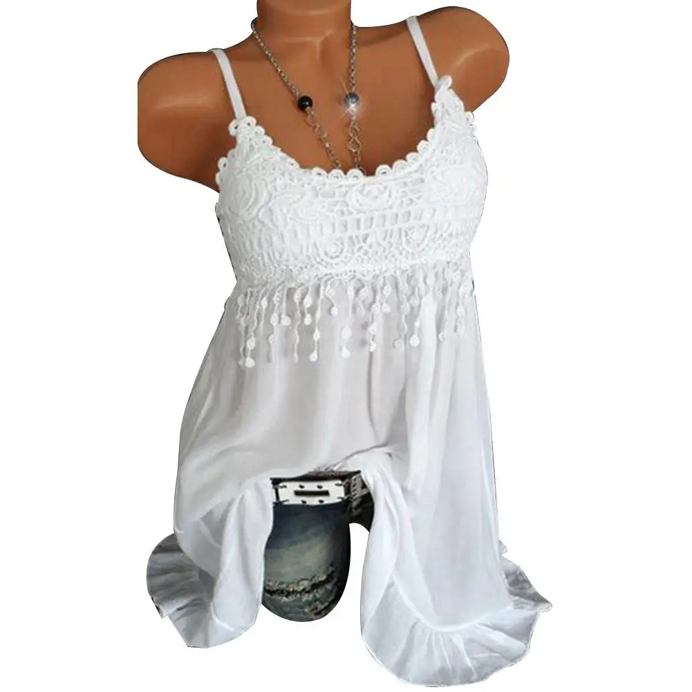 

New Women Sleeveless Blouse Summer Sexy Lady Lace Vest Tank Shirt 7 Colors Spaghetti Strap Lace blouse Tops
