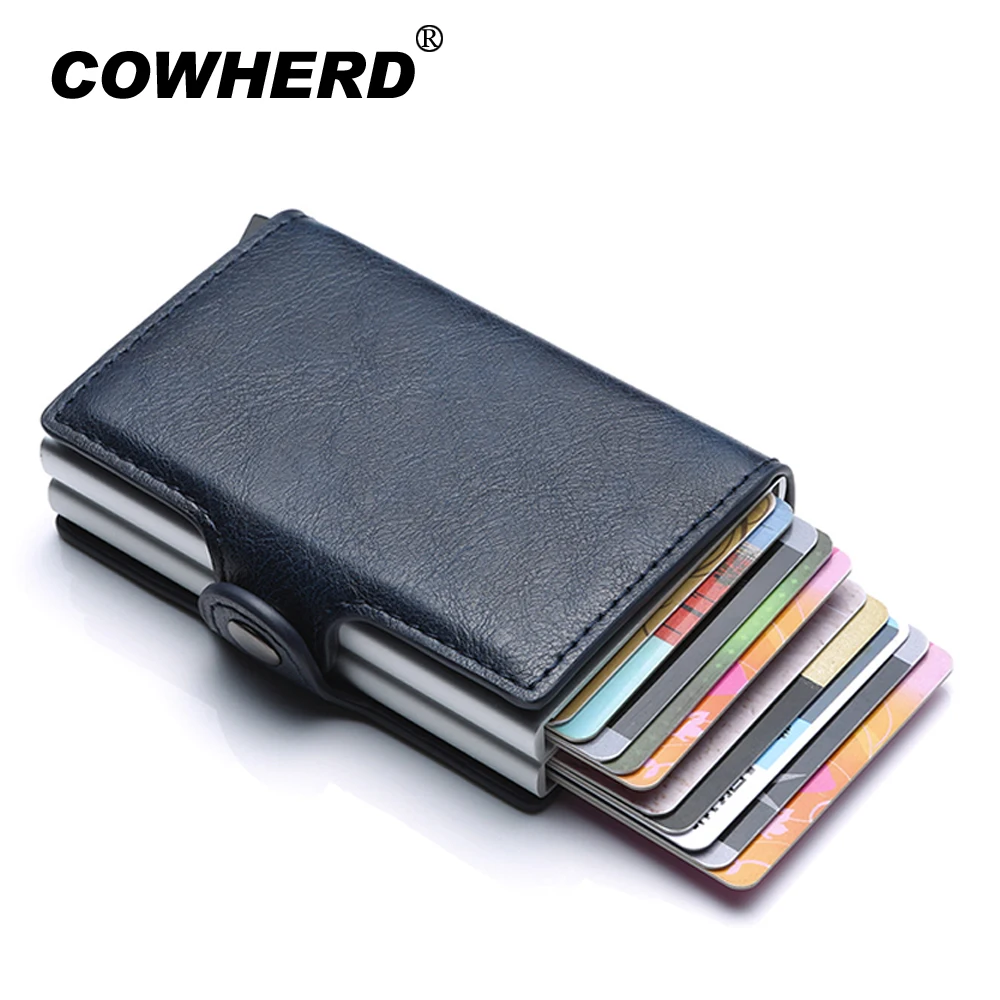 

Metal Case Double Automatic Aluminum Alloy Credit Card Holder with RFID Blocking Multi-function Purse Travel Wallet Men Women