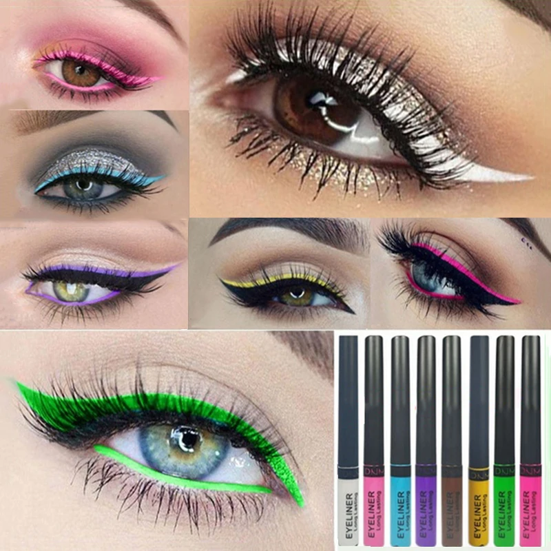 

White Eyeliner Pen Liquid Matte Colorful Delineador Eyes Make Up Quick Dry 12 Colors Black Red Blue Pink Green Eye Liner Pencil