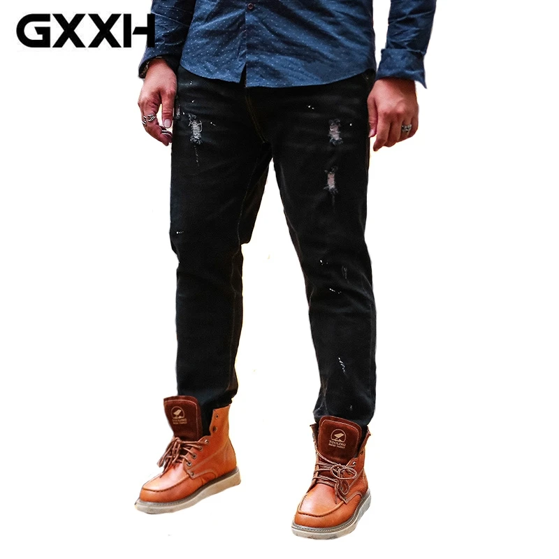 

Big Size Plus XXL-7XL 2019 GXXH Brand Men Jeans Classic Holes Men's Casual Denim Trousers Men Black Jean Pants Male 4XL 5XL 6XL