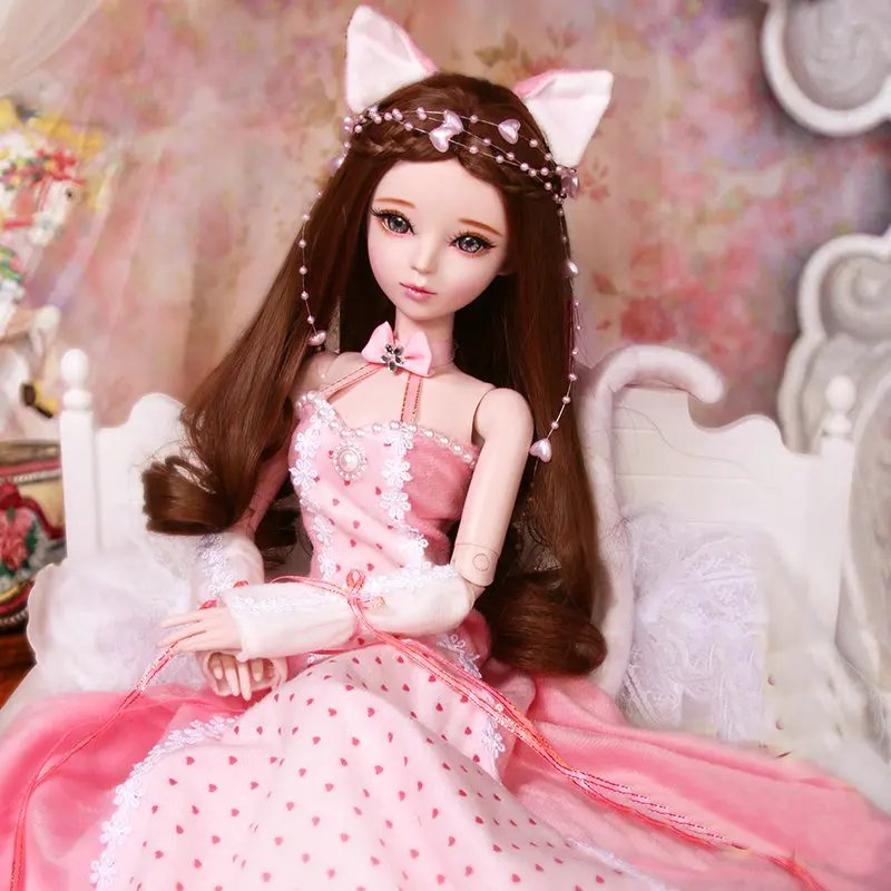 60cm Handmade Bjd 1/3 Doll Full Set Handpainted Princess Cat Ball