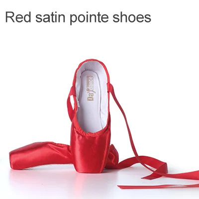 Professional Ballet Pointe Shoes Girls Women Ladies Satin Ballet Shoes With Ribbons Red