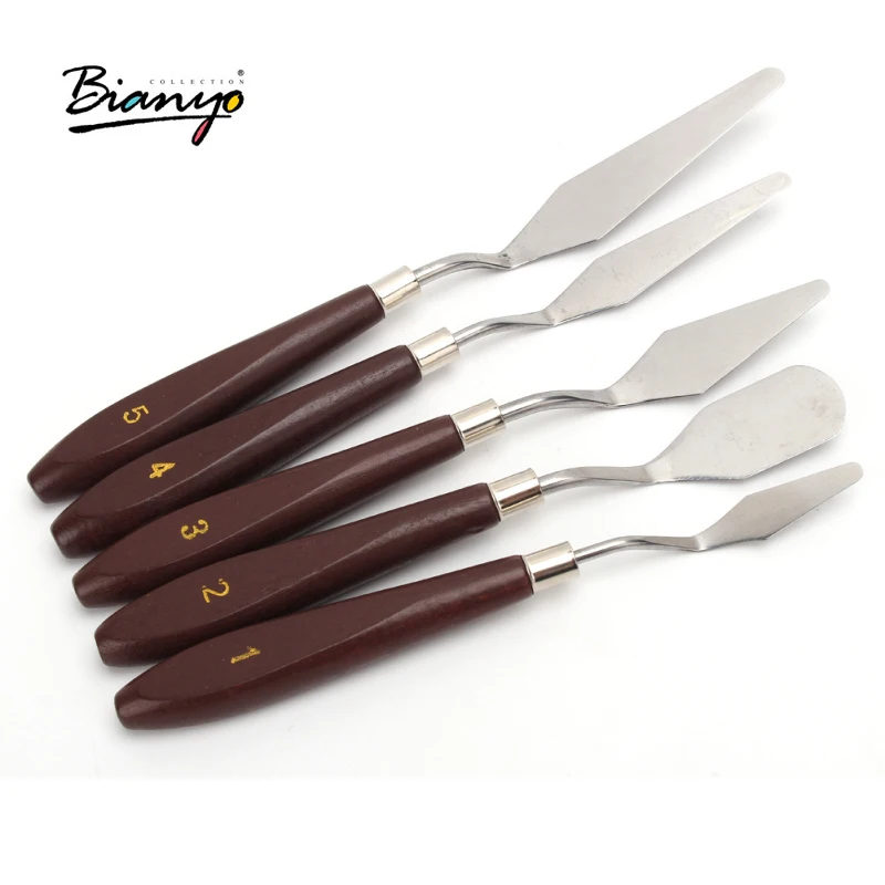Binayo 5Pcs Stainless Steel Oil Knives Artist Crafts Spatula Palette Knife Blade Set For Oil