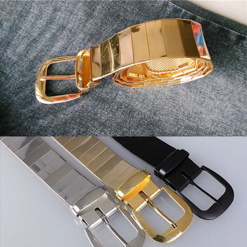 New Fashion Men All Metal Alloy Belts Metal Pin Buckle Metal Belt