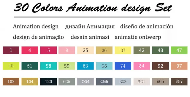 30/40/60/80 шт. Цвета двойной головкой маркер для рисования набор для рисования Рисование товары для рукоделия маркер для белой доски манга дизайн анимация манга 04363 - Цвет: 30 Animation Set