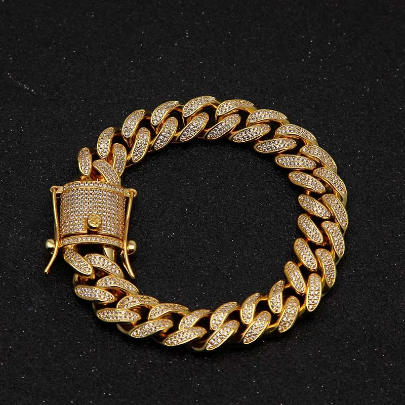 

Hip Hop Chain Bracelets Luxury Micro Pave AAA Cubic Zircon Cuban Miami Curb Link Bracelet for Men Fashion Jewelry Drop Shipping